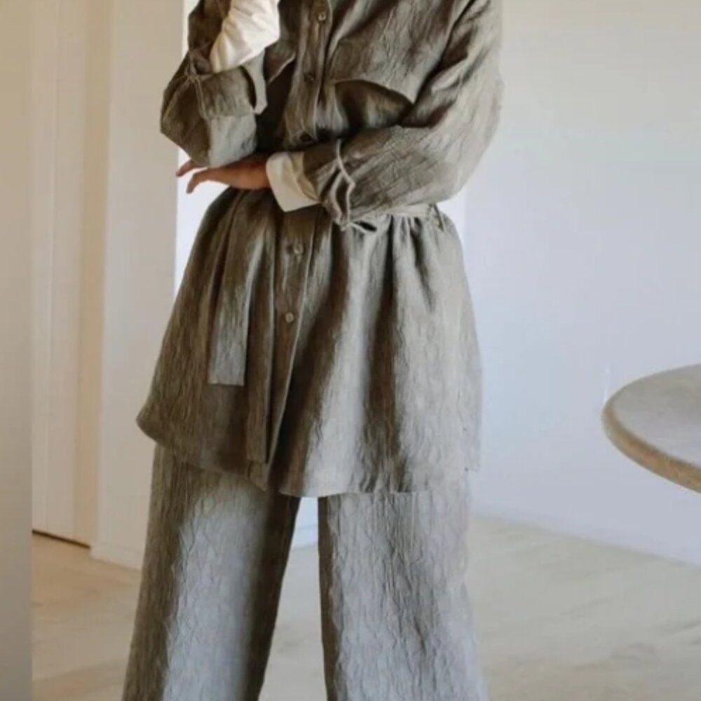 Rachel Pally Tan Jacquard Wide-Leg Pants